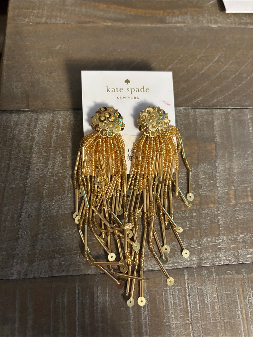 kate spade gold beaded tassel drop earrings